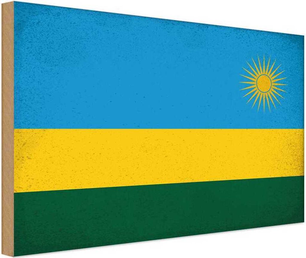 vianmo Holzschild 20x30 cm Ruanda Rwanda Vintage Flagge Fahne Wappen