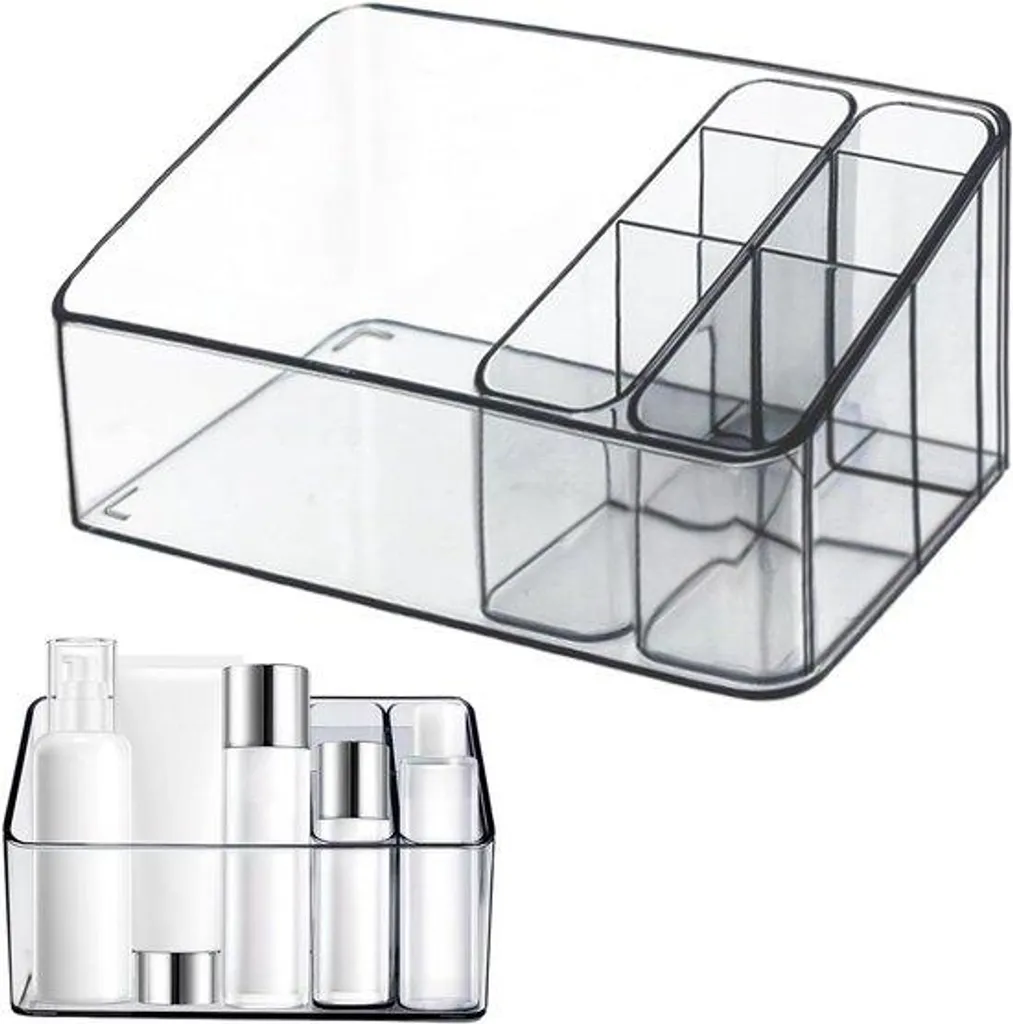 Bac de rangement beauté plastique robuste avec compartiments amovibles