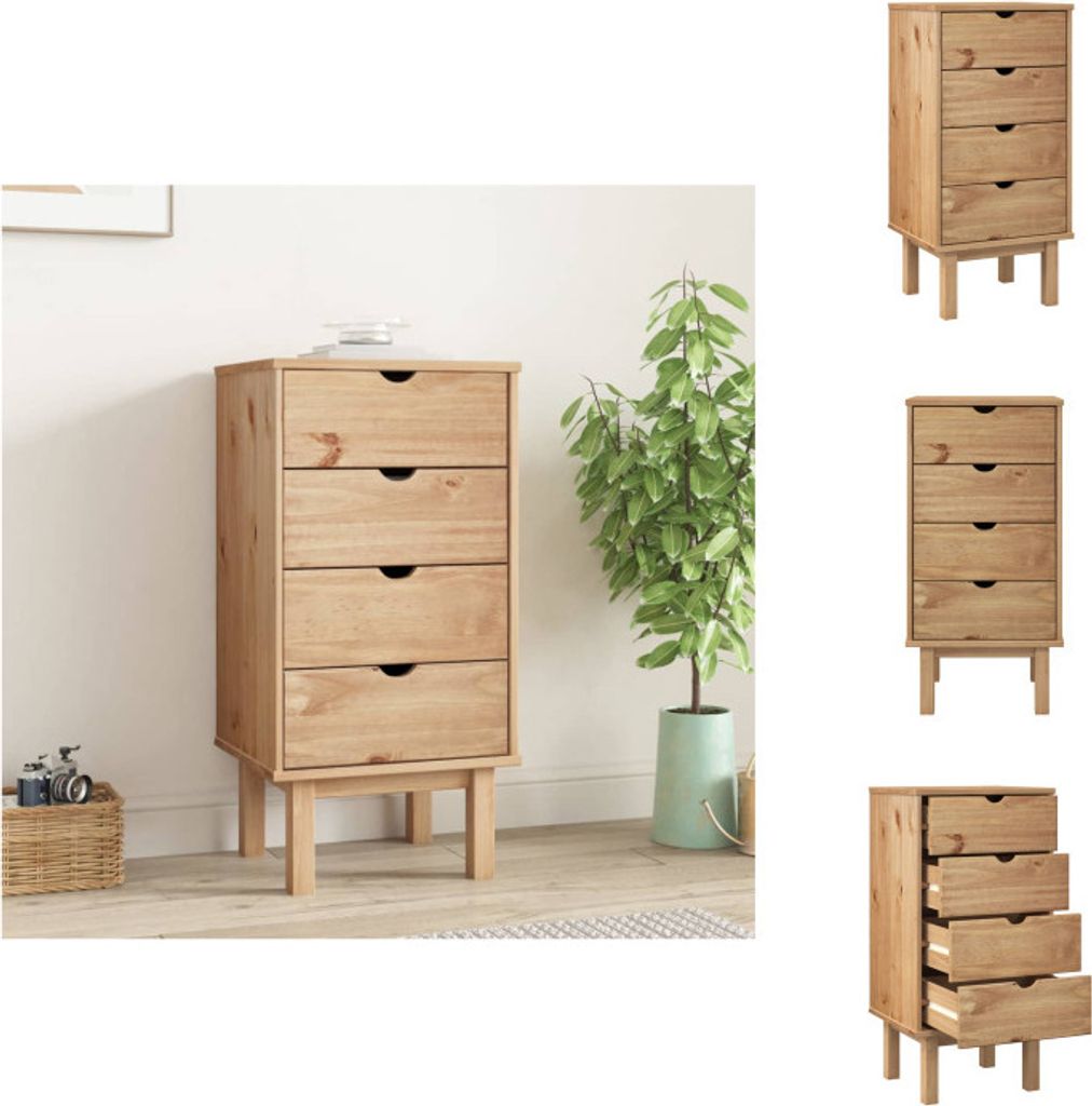 vidaXL Schubladenschrank OTTA 46x39,5x90 cm Massivholz - Kommoden