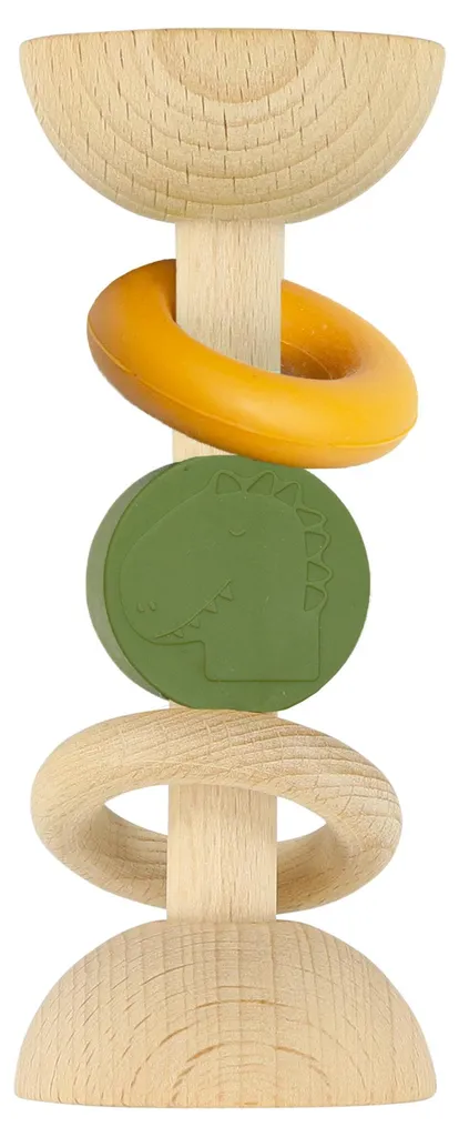 Hochet d'éveil Mr. Dino Trixie en hêtre naturel et silicone souple
