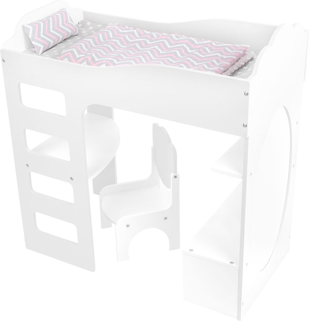 Puppenhochbett mit Schreibtisch Produktbild 
