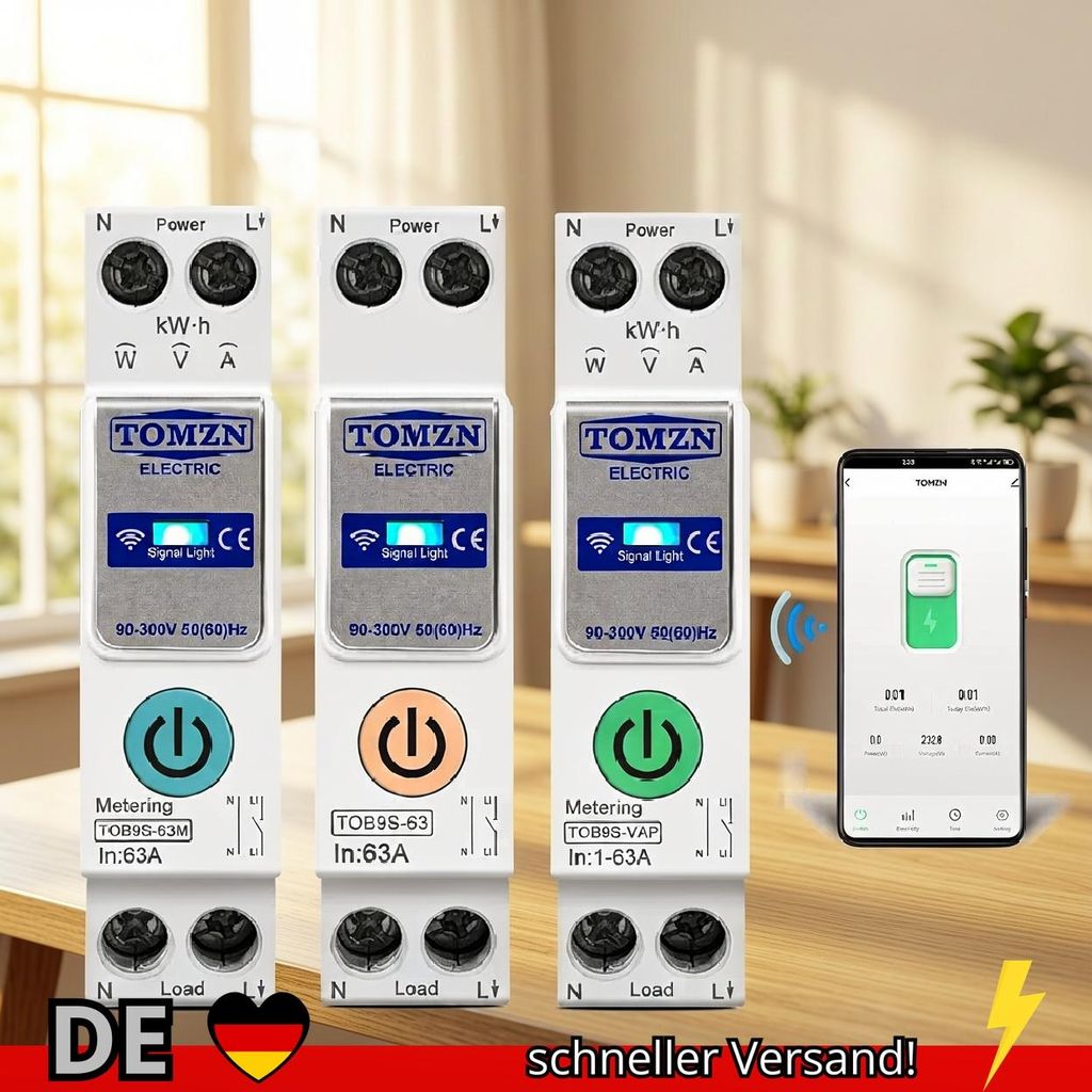 TUYA Smartlife 63A TOMZN 1P + N WIFI Smart Switch Energie Meter Kwh Metering