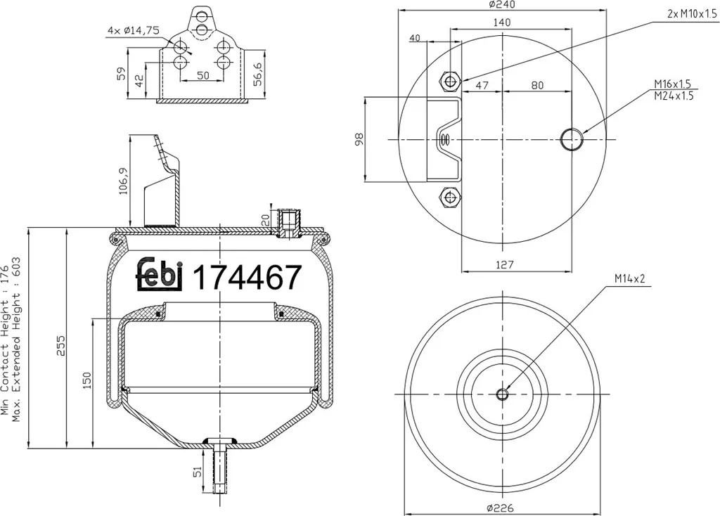Suspension arrière VOLVO FH FEBI BILSTEIN 174467 pour transport lourd