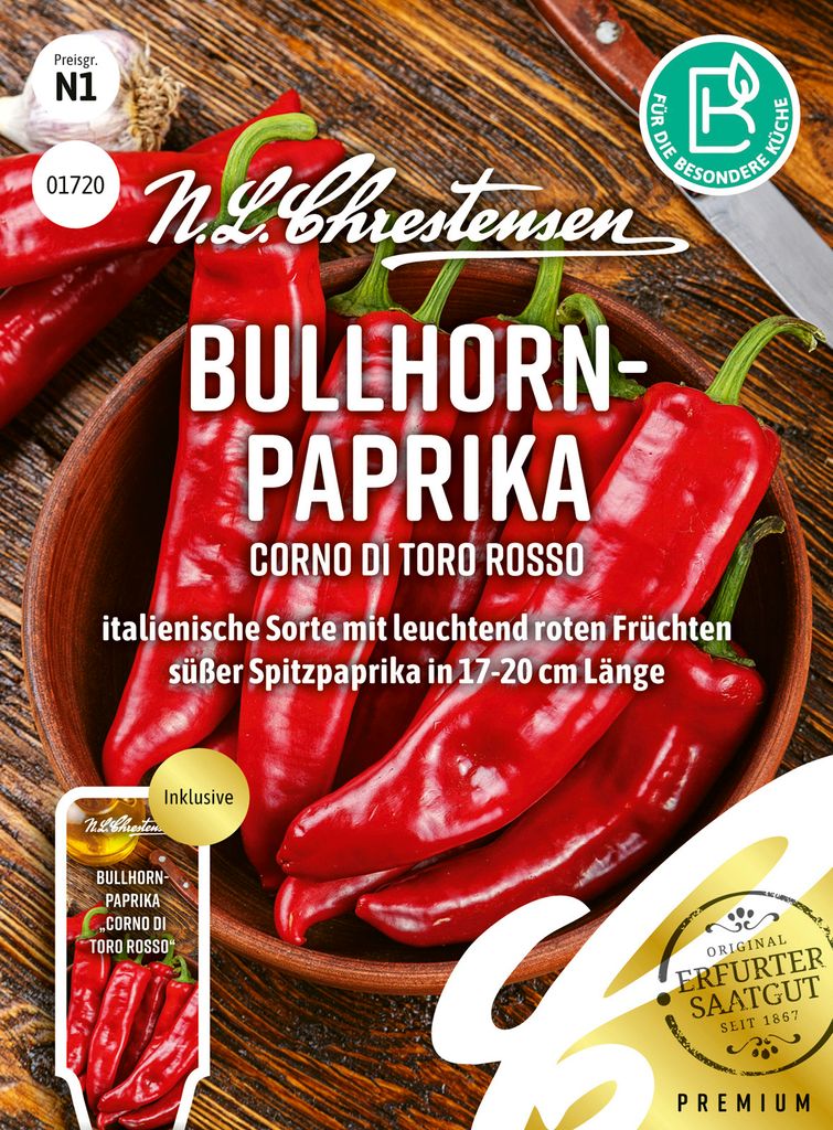 Bullhorn - Paprika Corno di toro rosso | Paprikasamen von N.L. Chrestensen
