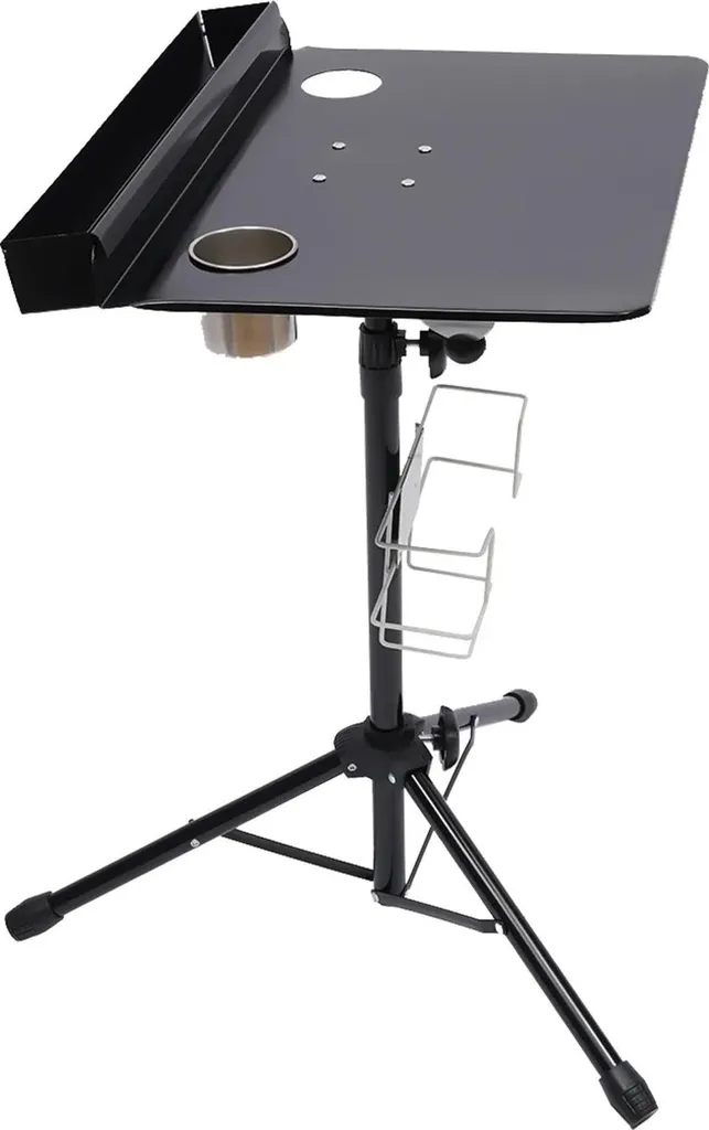Station de tatouage noire pliable et réglable en hauteur format compact