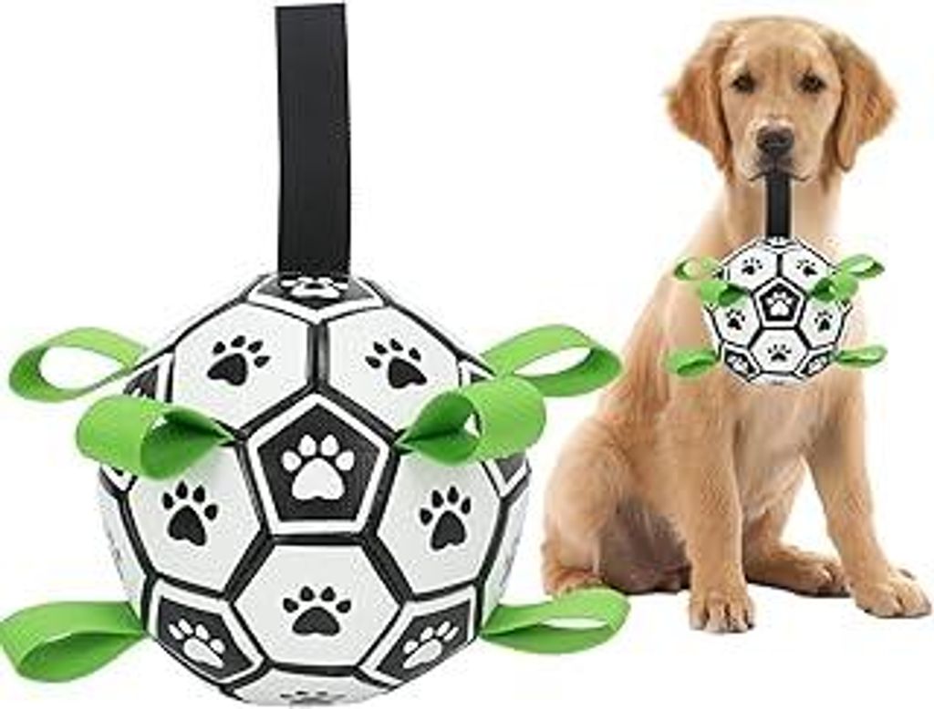 KYLIINSURE Hundefußball,Hundespielzeug Ball mit Griff und Pumpe,Interaktives Haustierspielzeug,Premium Hundefußball Spielzeug für Mittlere Groß...