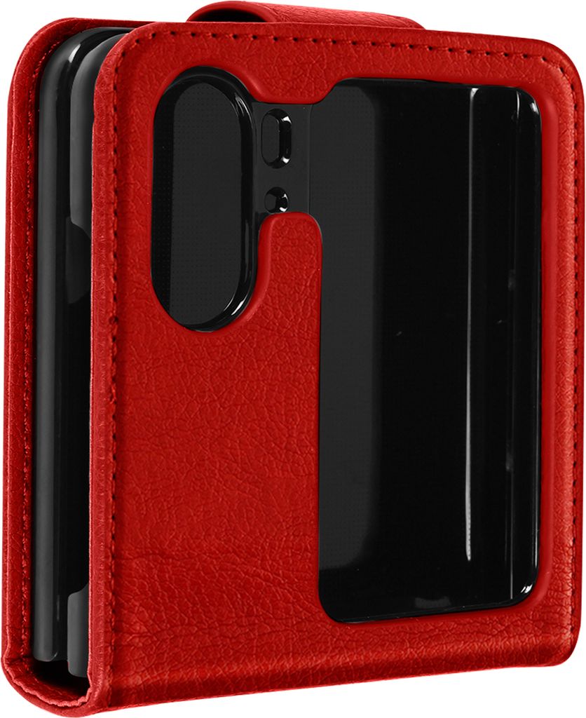 Chesterfield Kunstlederhülle mit Magnetlasche für Oppo Find N2 Flip – Rot