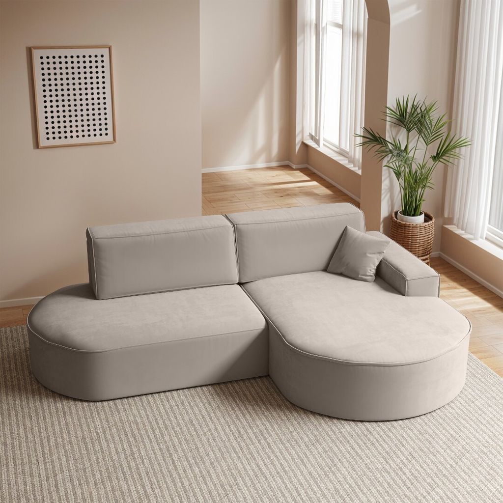 Kaiser Möbel Ecksofa Modena Pro mit Schlaffunktion und Bettkasten stoff Salvador - HELLBEIGE RECHTS