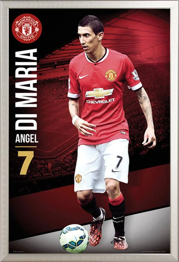 Poster Manchester United Di Maria 14/15 avec cadre Shinsuke argenté