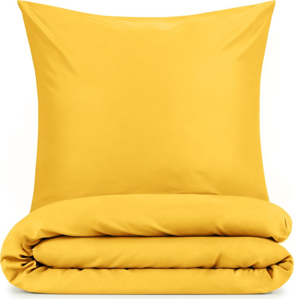 Blumtal Bettwäsche 135x200cm + Kissenbezug 40x80cm - Mikrofaser Bed Sheets 135x200cm - 2-er Set Bettwäsche Gelb