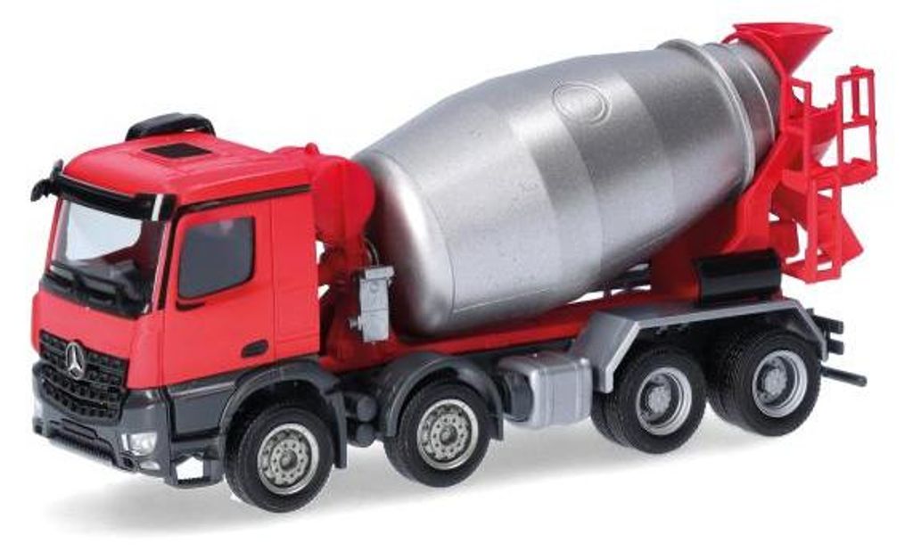 Herpa 319133 - 1:87 Mercedes-Benz Arocs M Betonmischer-LKW 4-achs, rot/silber