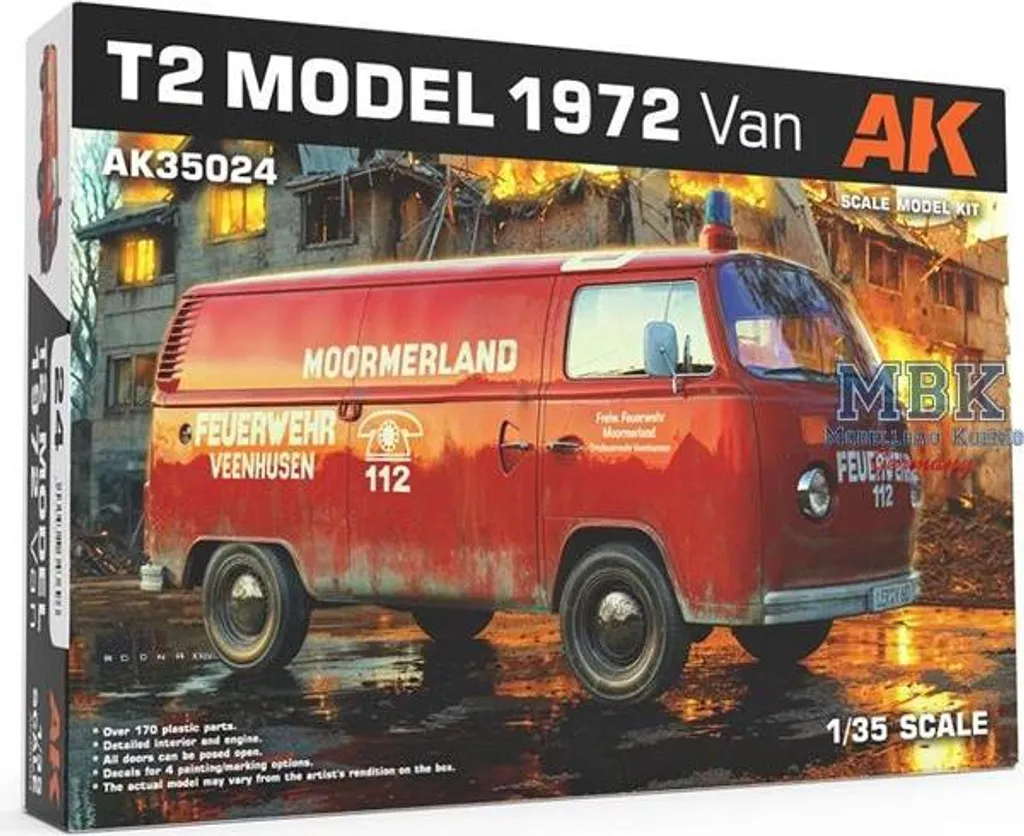 Maquette Camion de Pompiers T2 Modèle 1972 - Kit de Modélisme AK-35024
