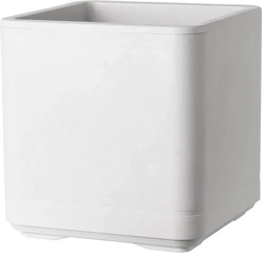 Pot de fleurs à réserve d'eau et roues Deroma Cosmo Pearl cubique 38 cm