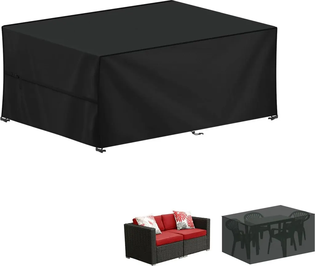 Bâche de protection table de jardin imperméable et résistante au vent