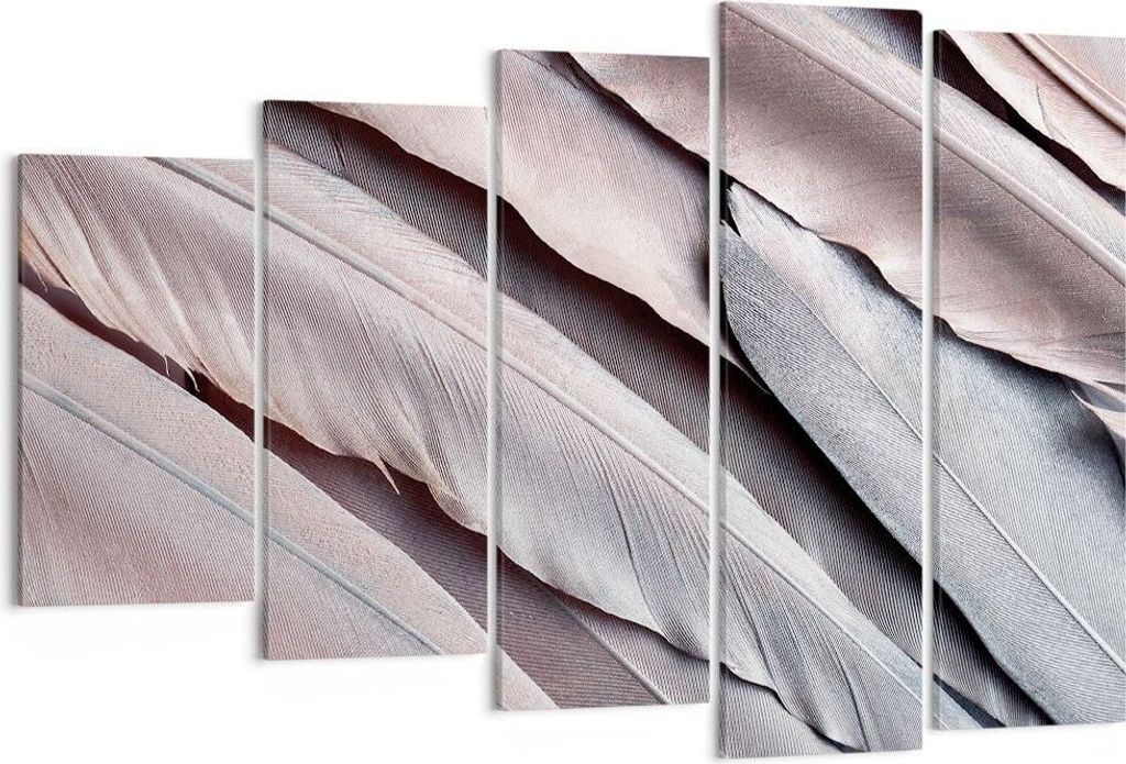 Bild auf Leinwand - Leinwandbild - 5 Teile - Federn Flügel Feder - 150x100cm - Wand Bild - Wanddeko - Wandbilder - Leinwanddruck - Bilder - Wandde...