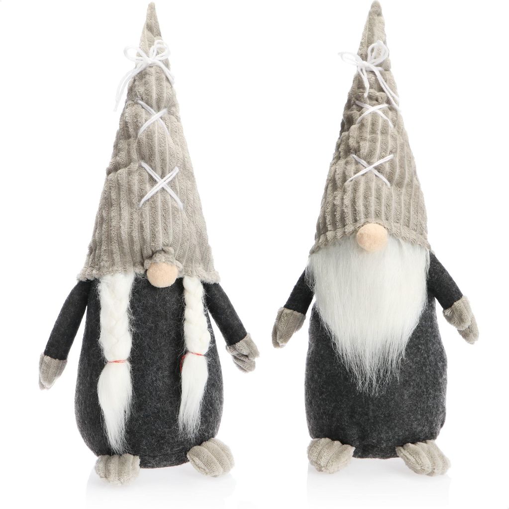 COM-FOUR 2x Premium Weihnachts-Wichtelpaar für die Weihnachtsdeko, skandinavische Figuren als winterliche Dekoartikel, Kantenhocker als Raumschm...