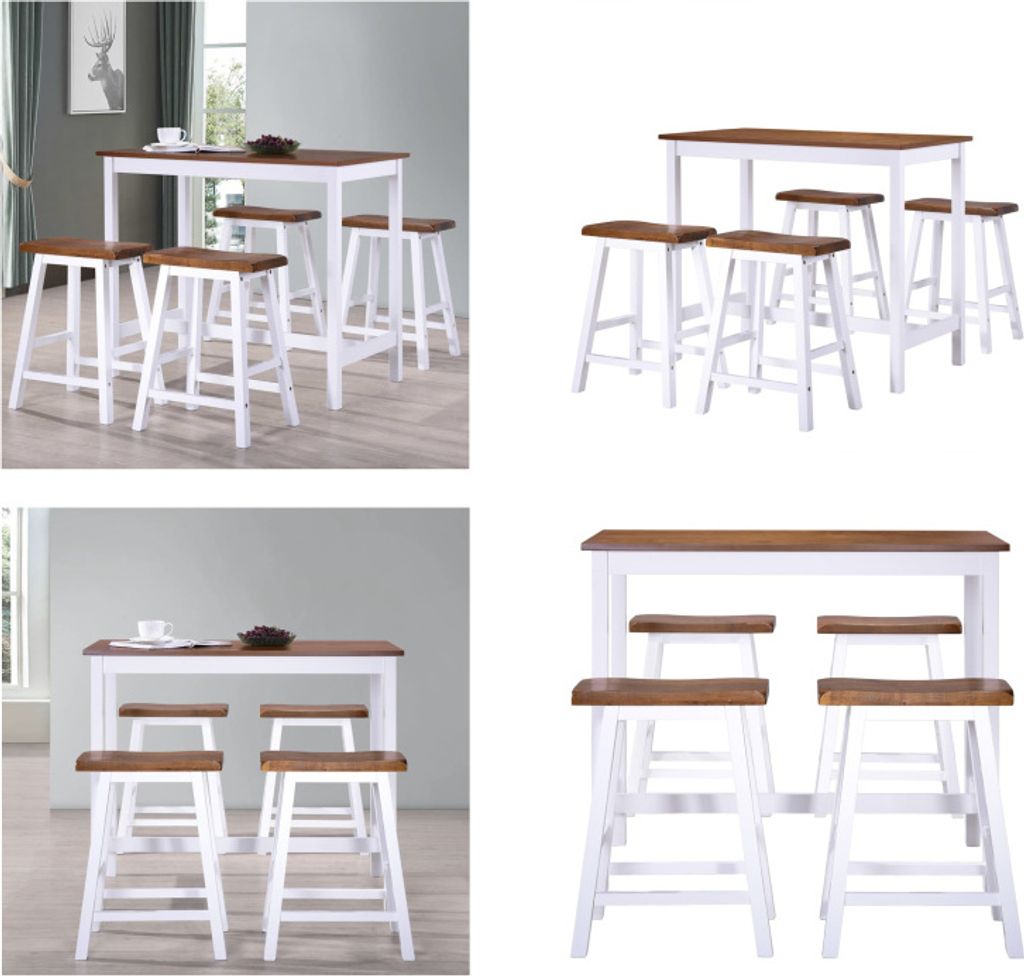 vidaXL Bartisch  und Hocker Set 5 tlg. Massivholz - Bar-Set Produktbild 