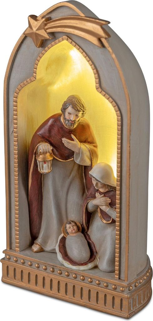 Dekoobjekt Heilige Familie Nostalgie H. 24cm mit LED Licht Kunststein Formano W2