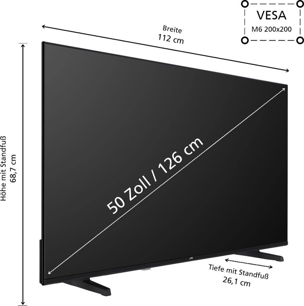 JVC 50 Zoll Fernseher Smart TV (4K UHD, HDR Dolby Vision, Produktbild 3