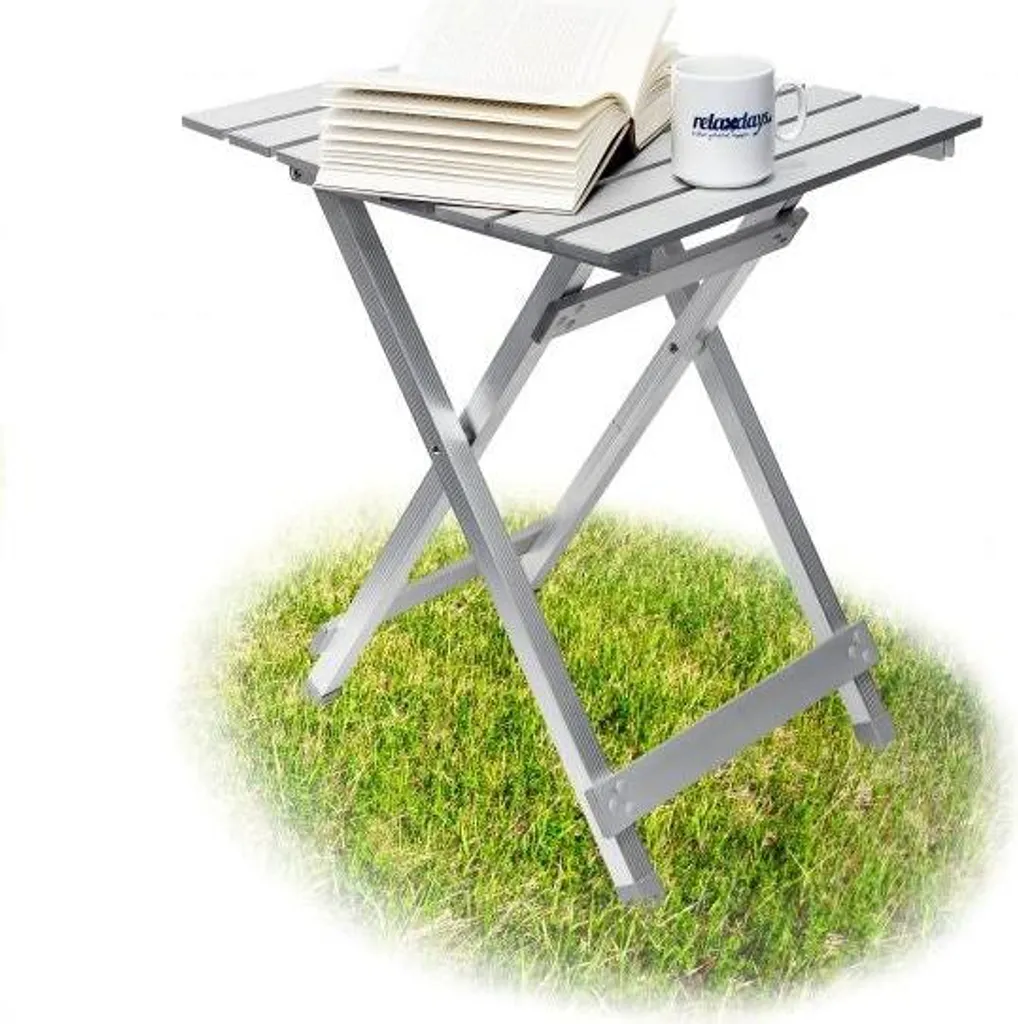 Table d'appoint pliante 49,5 cm en alu pour balcon, pêche ou pique-nique
