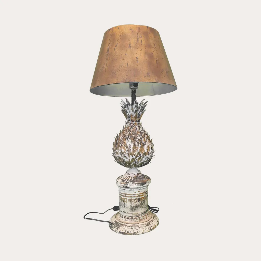 KEYHOMESTORE Lampe de table Shabby Chic avec pied ananas doré 50cm