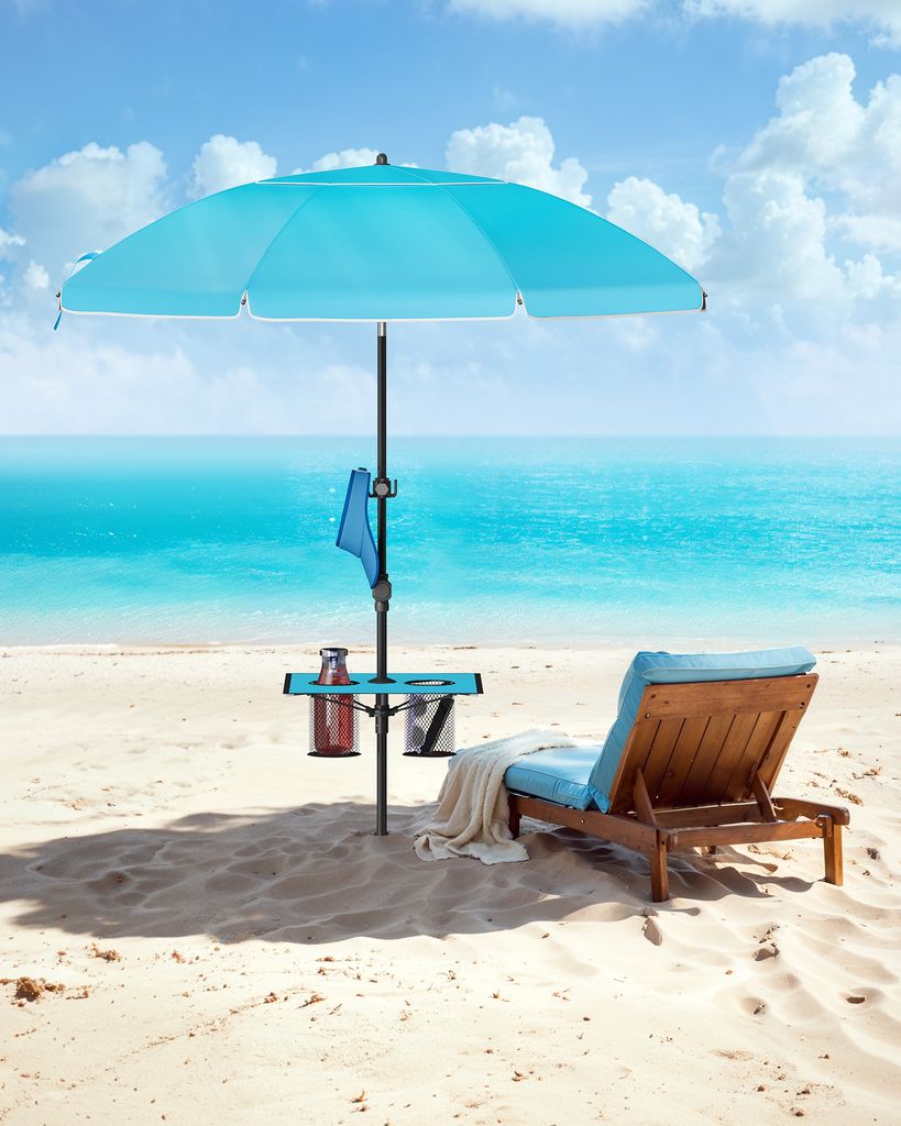 SONGMICS Sonnenschirm ∅200 cm, Strandschirm, Sonnenschutz Produktbild 