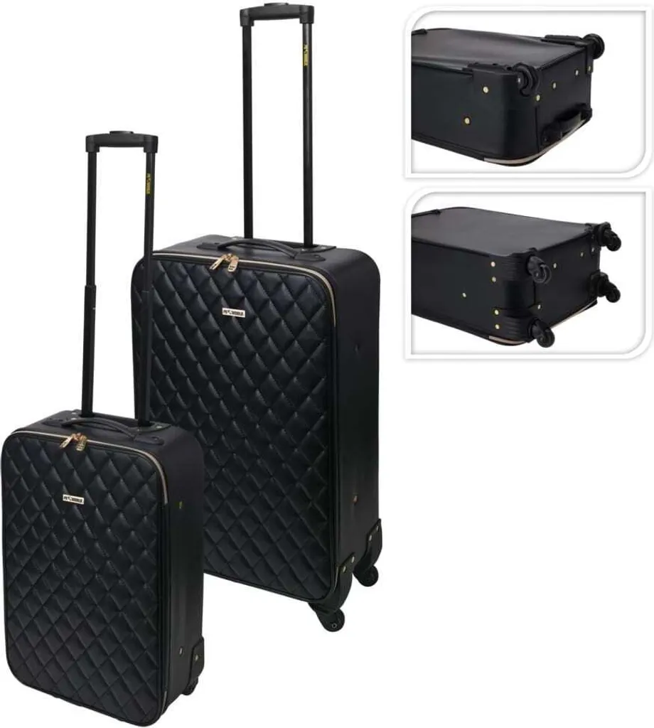 Set de valises ProWorld Noir matelassé - Fini les bagages abîmés x2