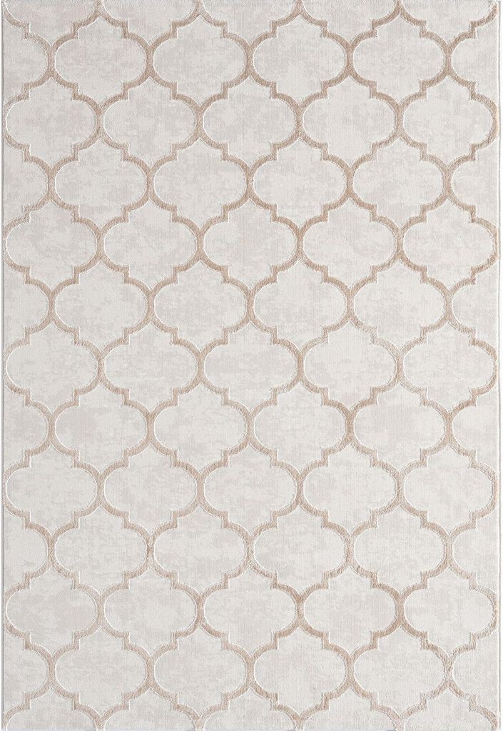Teppich Wohnzimmer Stil Ornamente Glänzend Beige Grau