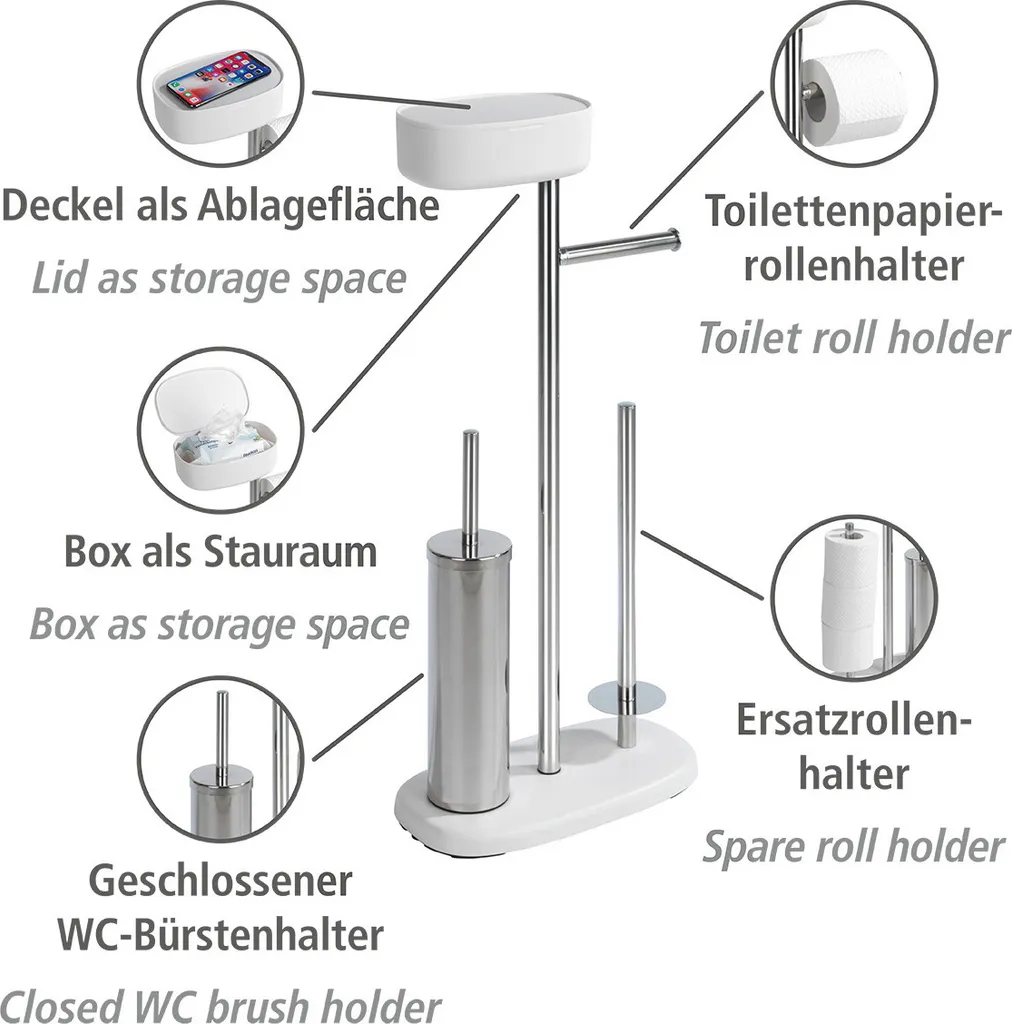 Aménagement WC sans perçage : Serviteur Porte-papier avec Tablette - 2
