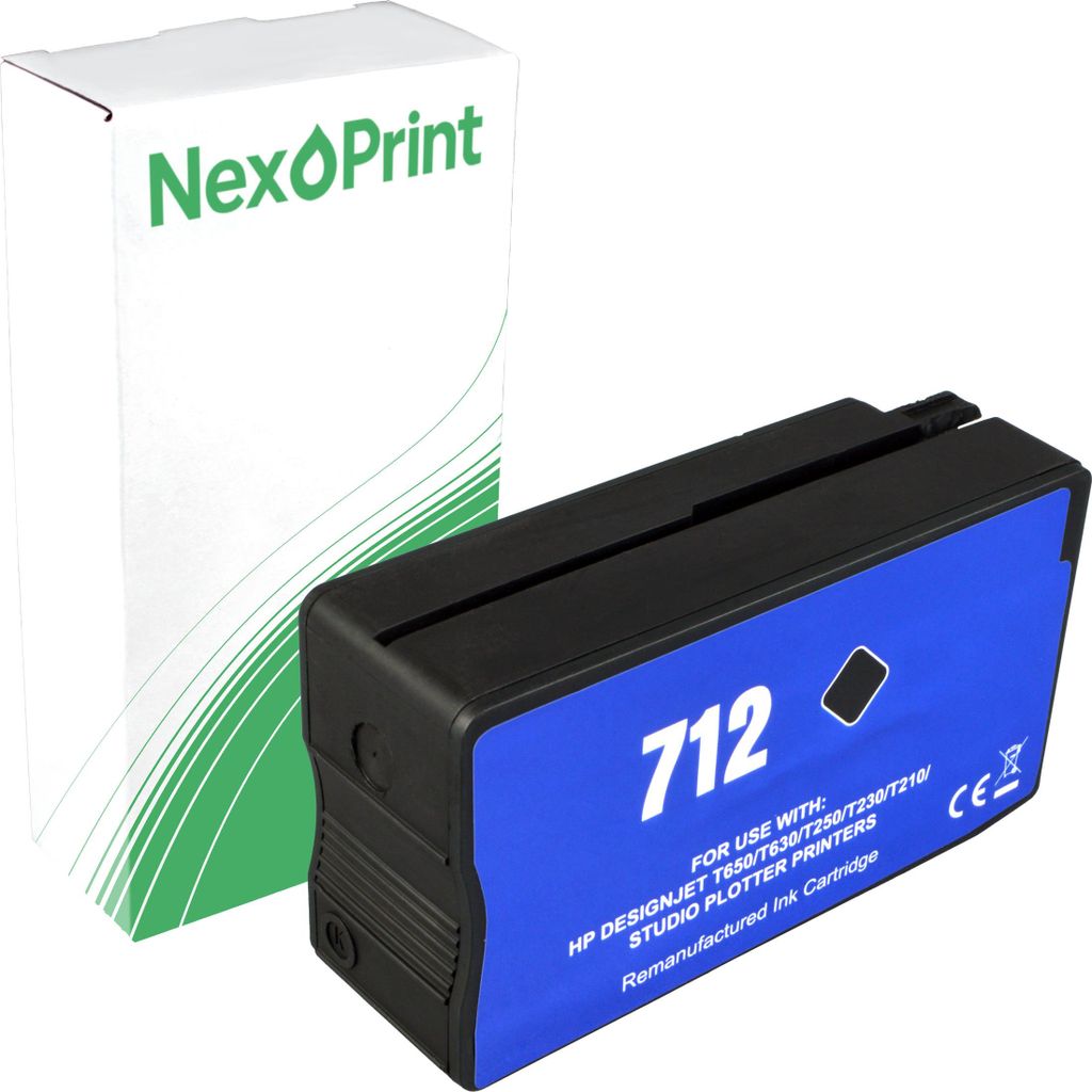 NexoPrint 3ED71A 712 schwarz Druckerpatronen kompatibel zu HP DesignJet T 250 DesignJet T 630 24 inch DesignJet T 630 36 inch - Hohe Ergiebigkeit
