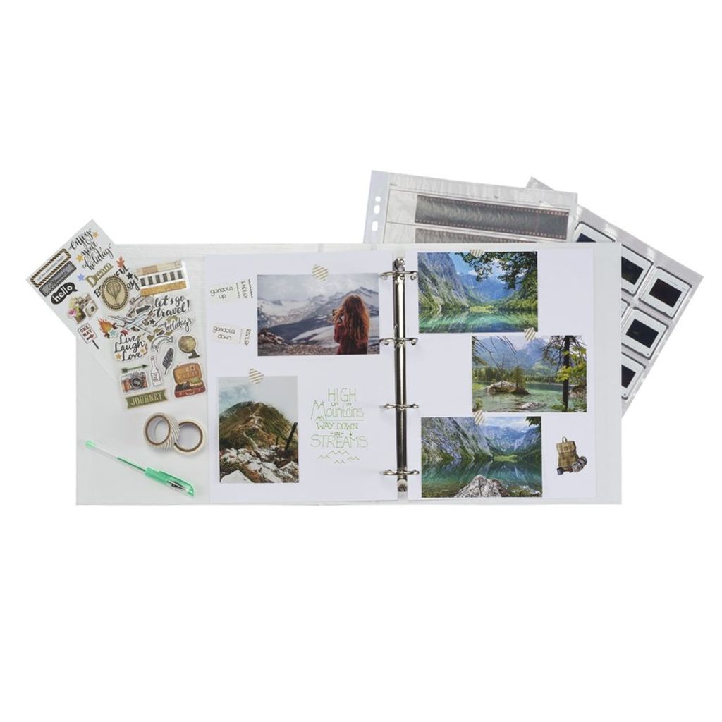 Hama Ordner mit 4-D-Ring-Mechanik, 70 mm Rückenbreite, mit Schuber, Schwarz/Grau (00007546)