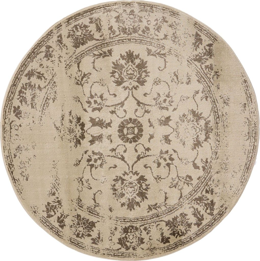 Interiyou Kurzflorteppich Suzuka Cream/Braun ø 160 cm rund