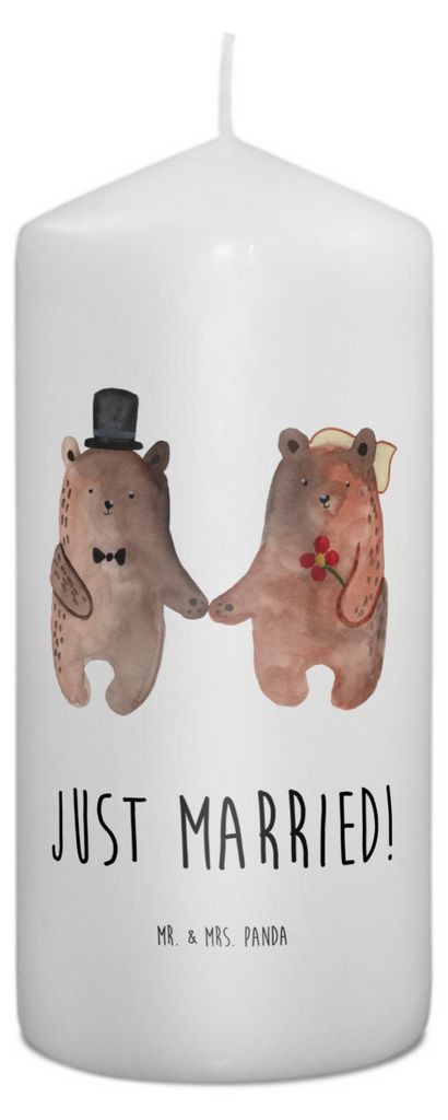 Mr. & Mrs. Panda Kerze Bär Heirat 15 x 7 cm - Weiß - Geschenk, Stumpenkerze, Blockkerze, Verheiratet Heirate Hochzeit Hochzeitsgeschenk Hochzeits...