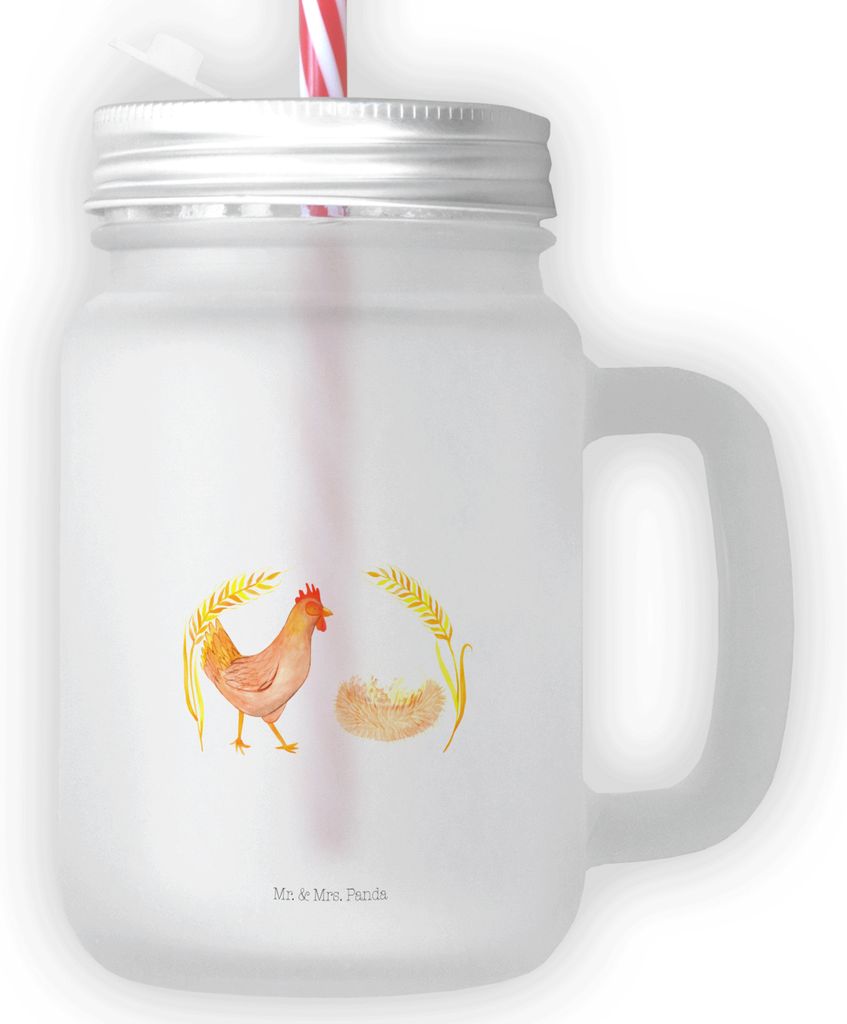 Mr. & Mrs. Panda Glas Huhn Stolz - Transparent - Geschenk, Bauernhof, Cocktailglas, Hof, Trinkgefäß, Hühner, Spruch, Mason Jar, Eier, Hahn, Glas...