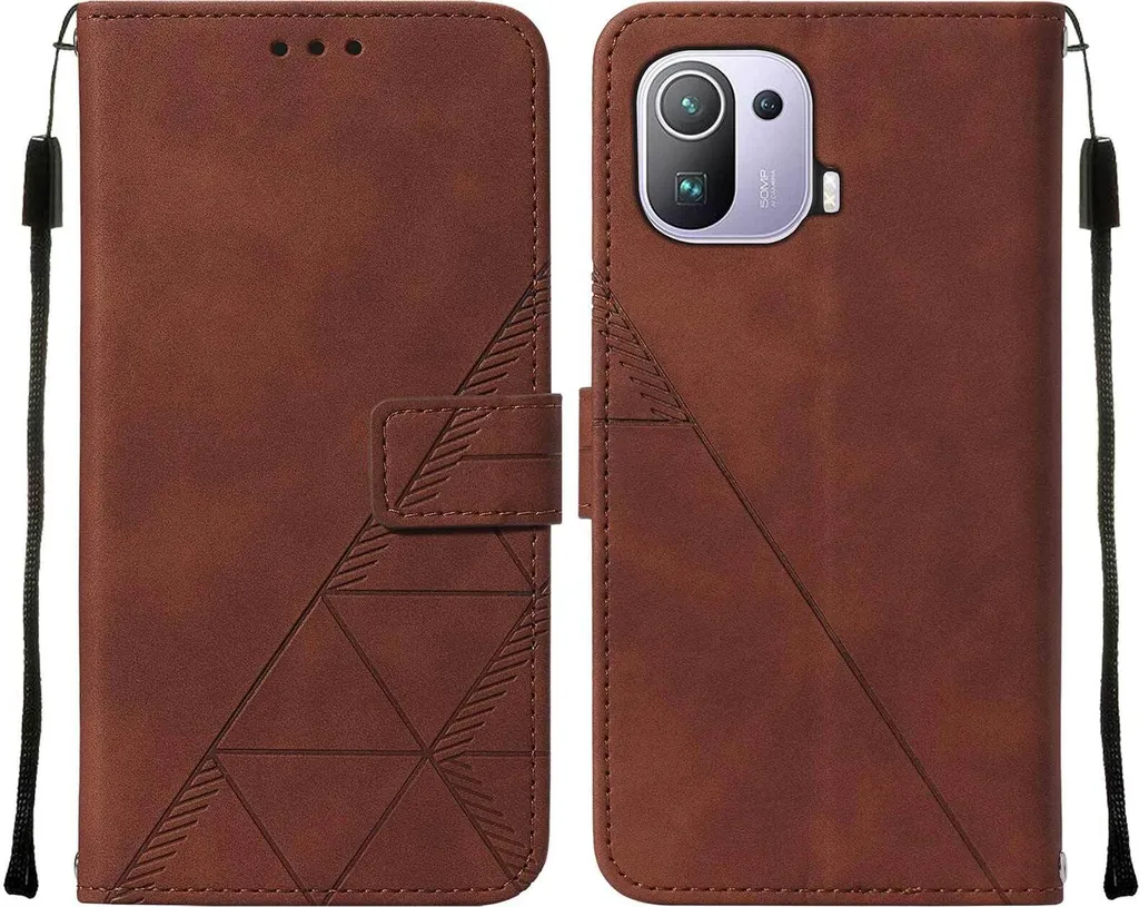 Cover Xiaomi Mi 11 Pro Pelle Marrone Goffrata - Portafoglio e Stand