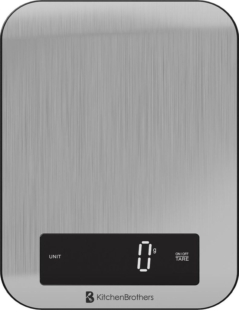 KitchenBrothers Küchenwaage - Digitale Küchenwaage - 1 g bis 10 kg - Edelstahl