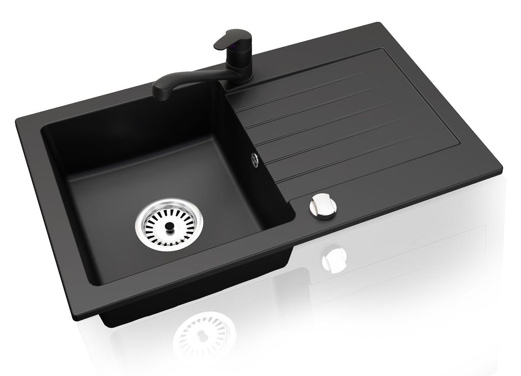 Faizee Home Granitspüle 75 x 44 cm Nachtschwarz – inklusive Produktbild 