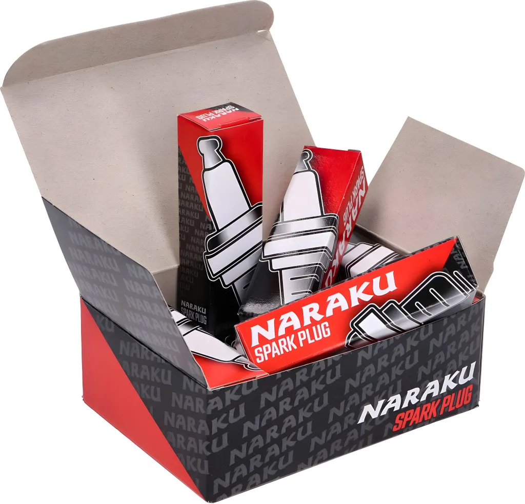 Lot de 10 bougies d'allumage 4 temps CR7HSA Naraku pour cyclomoteurs 50cc