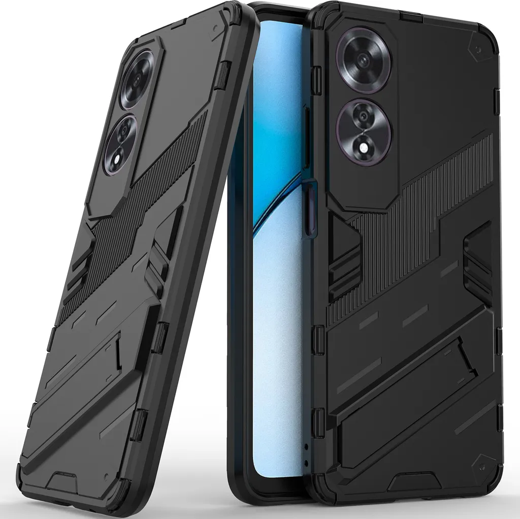 Cover Antiurto Oppo A60 Rugged Case PC TPU con Supporto Stand Nero