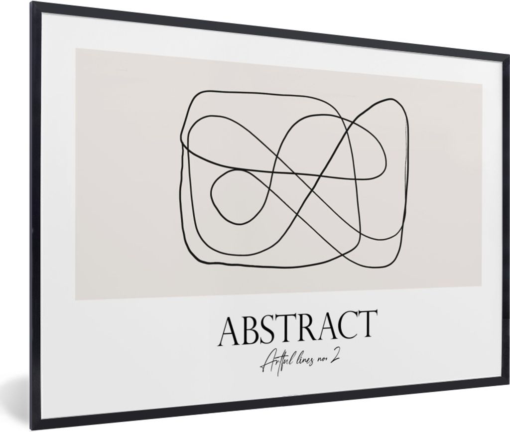 MuchoWow Gerahmtes Poster Kunst - Abstrakt - Linie 60x40 cm - Poster mit Schwarzem Bilderrahmen Wandposter Rahmen Foto Bilder - Printing - Wandde...