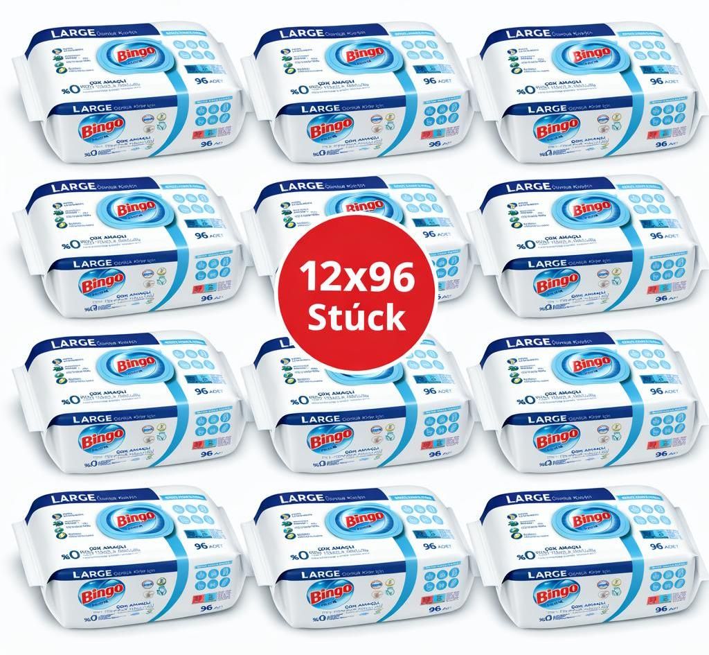 Bingo Feuchttücher Weißseife 12x96 Blatt – Großpackung – Produktbild 
