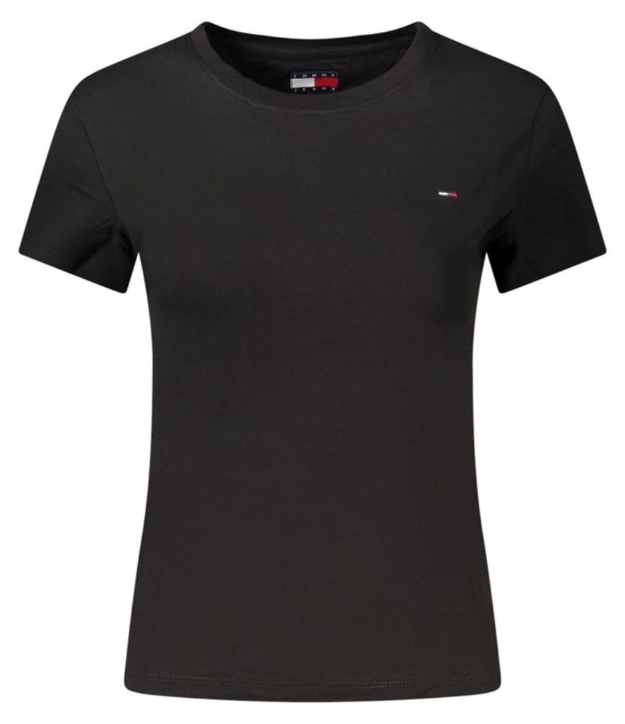 Nachhaltiges Damen T-Shirt Schwarz – Kurzarm, Rundhals, Bestickt
