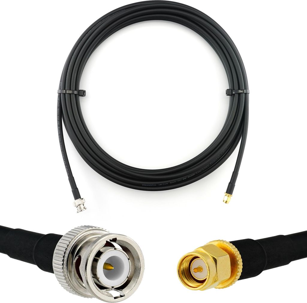 7m BNC Stecker auf SMA Stecker Koaxialkabel — BNC SMA Verlängerungskabel HF-240 (LMR 240 Äquivalent) 7 Meter Jumper Kabel (50 Ohm) — Schwarz ...