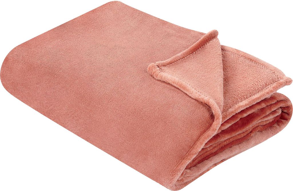 BELIANI Kuscheldecke Rot Polyester Stoff 200 x 220 cm Einfarbig Modern Überwurf für Bett Sofa Couch Sessel Erwachsene Kinder Wohnzimmer Schlafzimmer