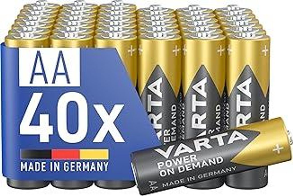 VARTA Batterien AA, 40 Stück, Power on Demand, Alkaline, 1,5V, Vorratspack in umweltschonender Verpackung, ideal für Computerzubehör, Smart Home...