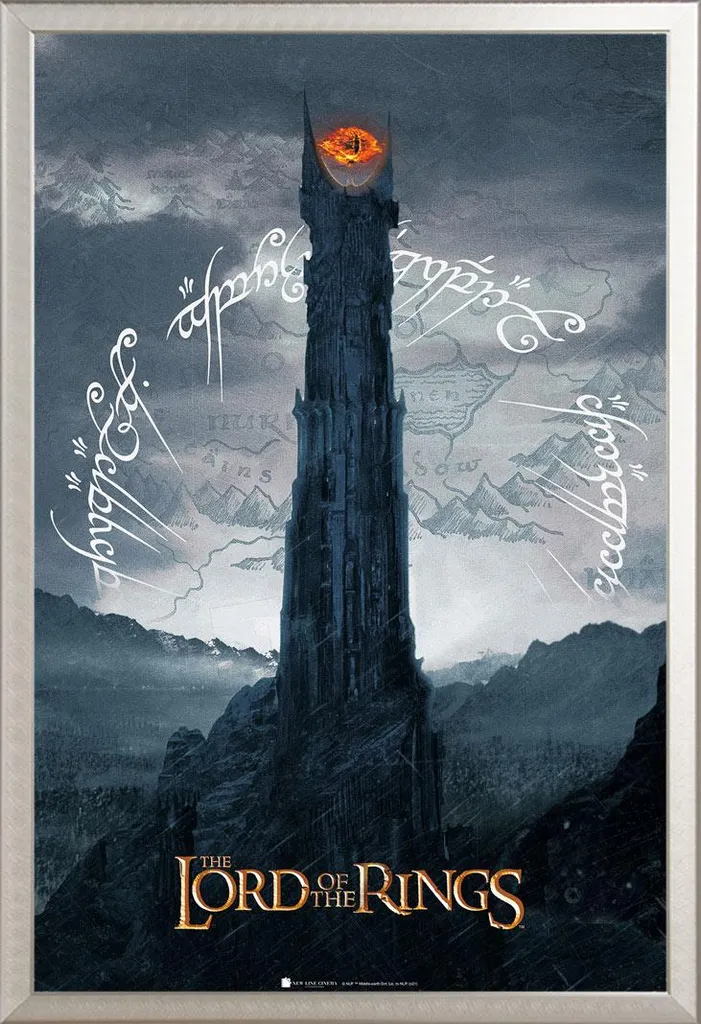 Poster Sauron Seigneur des Anneaux Grand Format Cadre Argenté Shinsuke