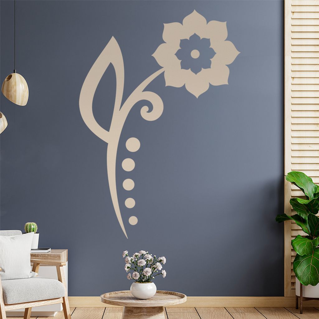 Blume - Linien Punkte Wandtattoo in 6 Größen - Wandaufkleber Wall Sticker - Dekoration, Küche, Wohnzimmer, Schlafzimmer, Badezimmer