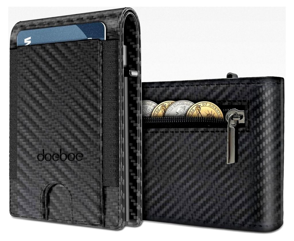 Herren Geldbörse mit Pop-up-Kartenetui, Slim Wallet mit Münzfach, RFID Schutz und Magnetverschluss, Kleine Geldbörse für Geschenke