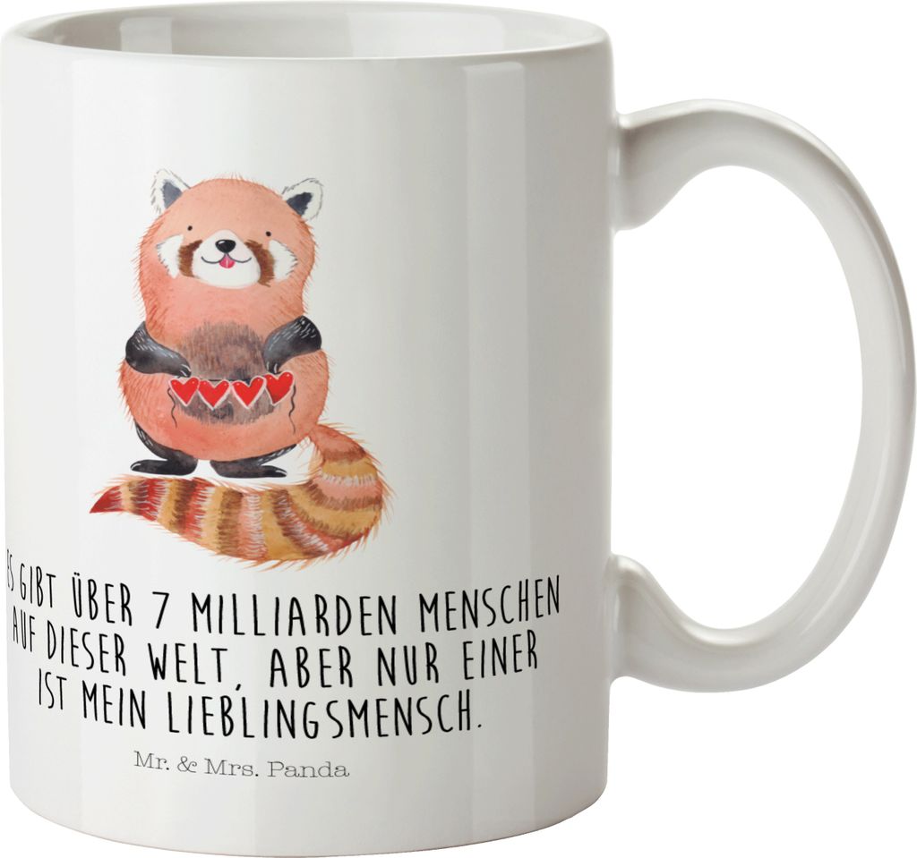 Mr. & Mrs. Panda Haferl Roter Panda - Weiß - Geschenk, Rot, Lieblingsmensch, Campingbecher, Liebling, Liebe, Trinklernbecher, Lustige Sprüche, Me...