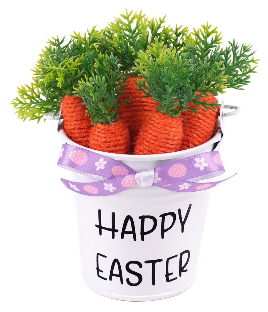 Mini-Osterparty-Dekoration: Miniatur-Eiseneimer-Ornament mit Schaumstoffeiern/Karotten für Frühlingsparty-Gastgeschenke und DIY-Bastelarbeiten